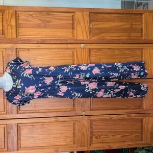 Blue Pink Floral Short Sleeve Pant Suit Jumpsuit M